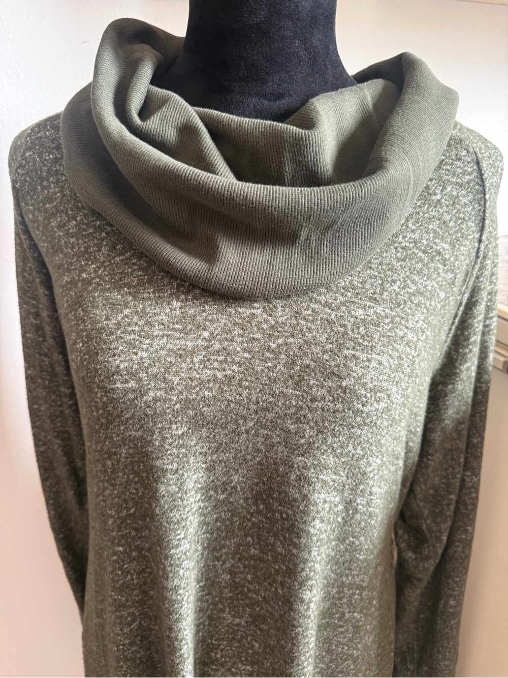 Olive Green Cowl Neck Long-Sleeve Dress CAbi Solace Size L - Picture 4 of 6